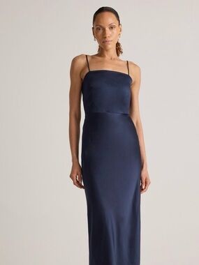 Silk Square Neck Maxi Dress with Spaghetti Straps